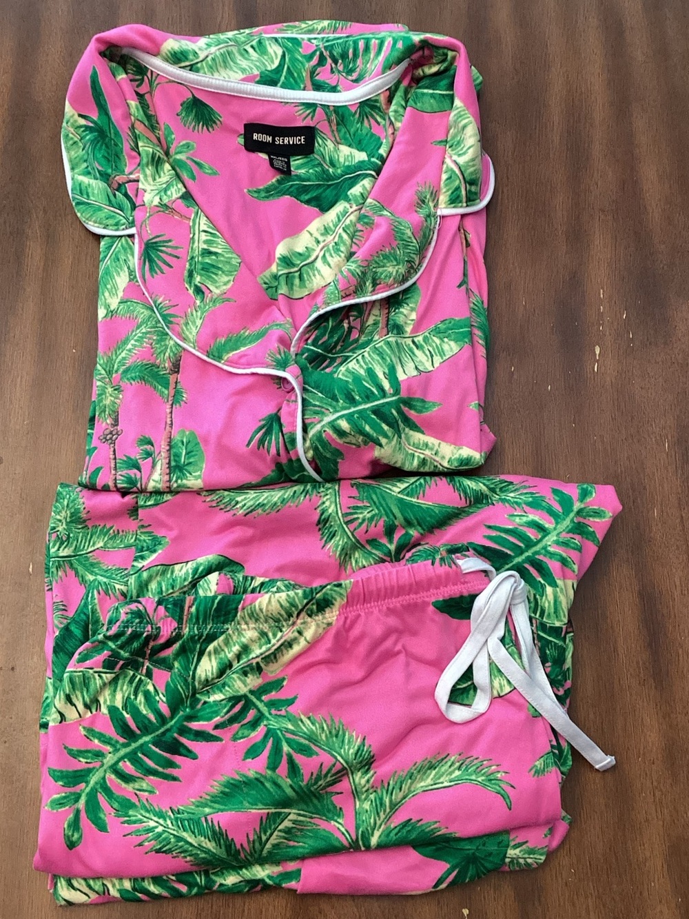 Room Service Ladies 2 Piece Top Pants Tropical Print Sleepwear PJ  Set Size XXL